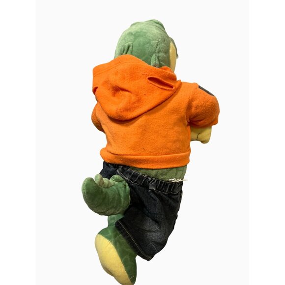 Build-A-Bear Workshop Green Alligator Plush Toy With Orange Hoodie & Denim Jeans - Picture 6 of 10